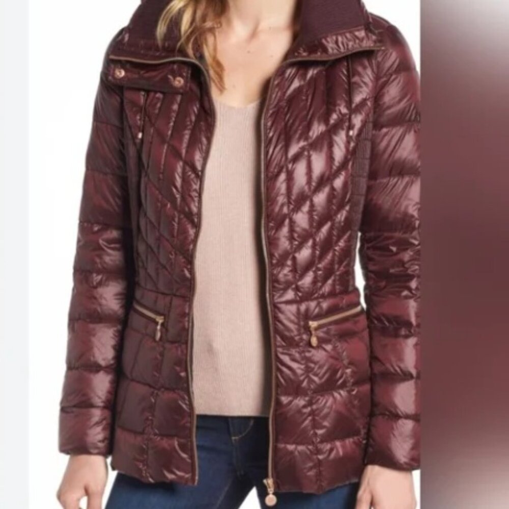 Women's Quilted Puffer Jacket Transitional Weather Jacket Zip Up size P M